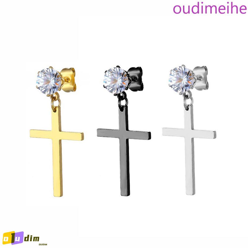 Brincos De Argola Cruzados OUDIMEIHE Masculinos Legais De Aço Inoxidável Punk Feminino Borla