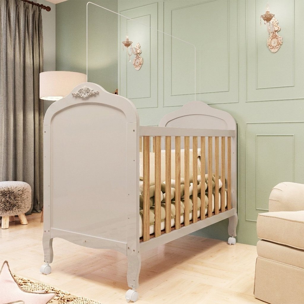 Berço Minicama 3 em 1 100% MDF Maya Espresso Móveis Bege/Off White/Amêndoa/Corino Branco Off White/Amêndoa/Corino
