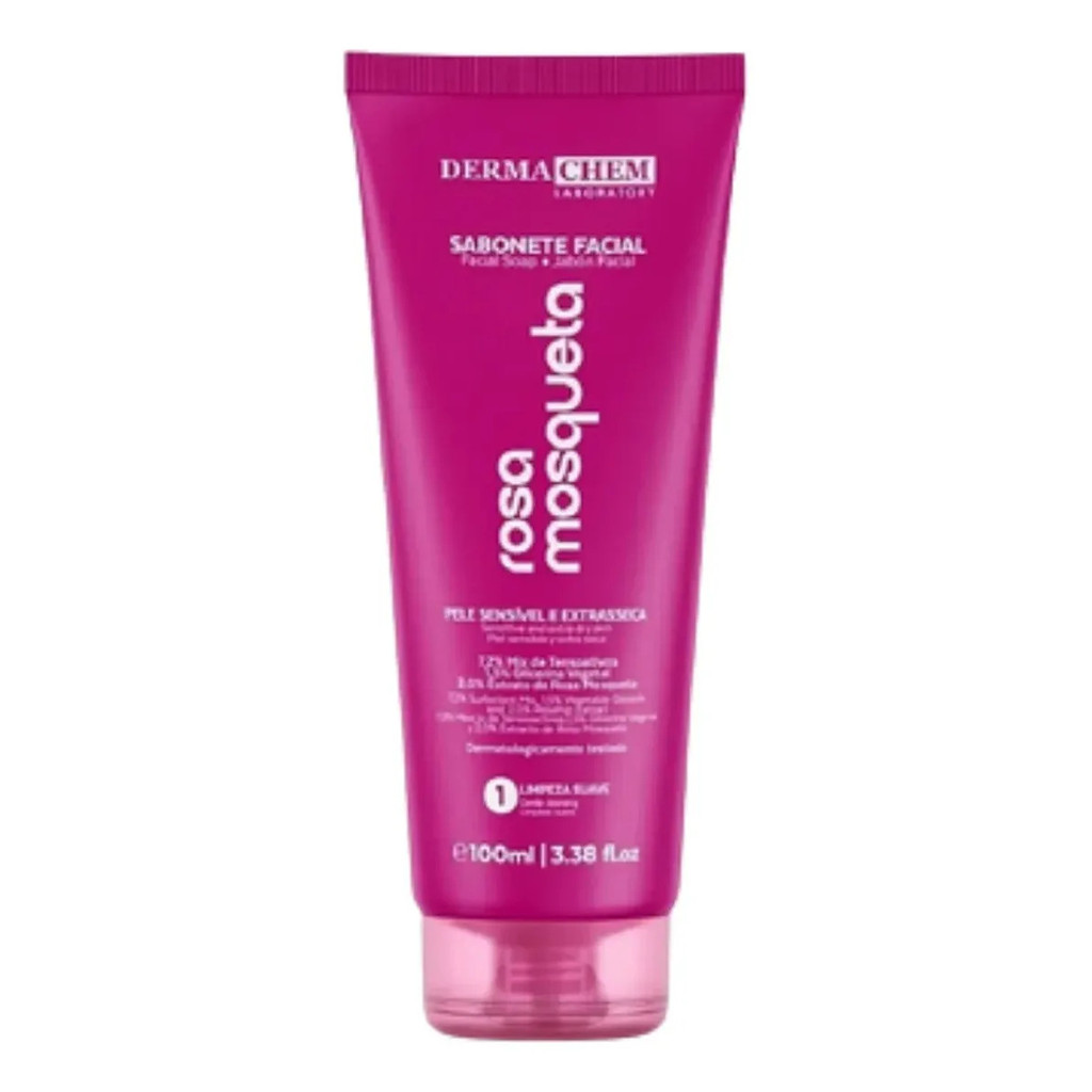 Sabonete Facial Rosa Mosqueta E Ions 100ml Dermachem Seca Sabonete Liquido Hidratante Skincare Rosa Mosqueta