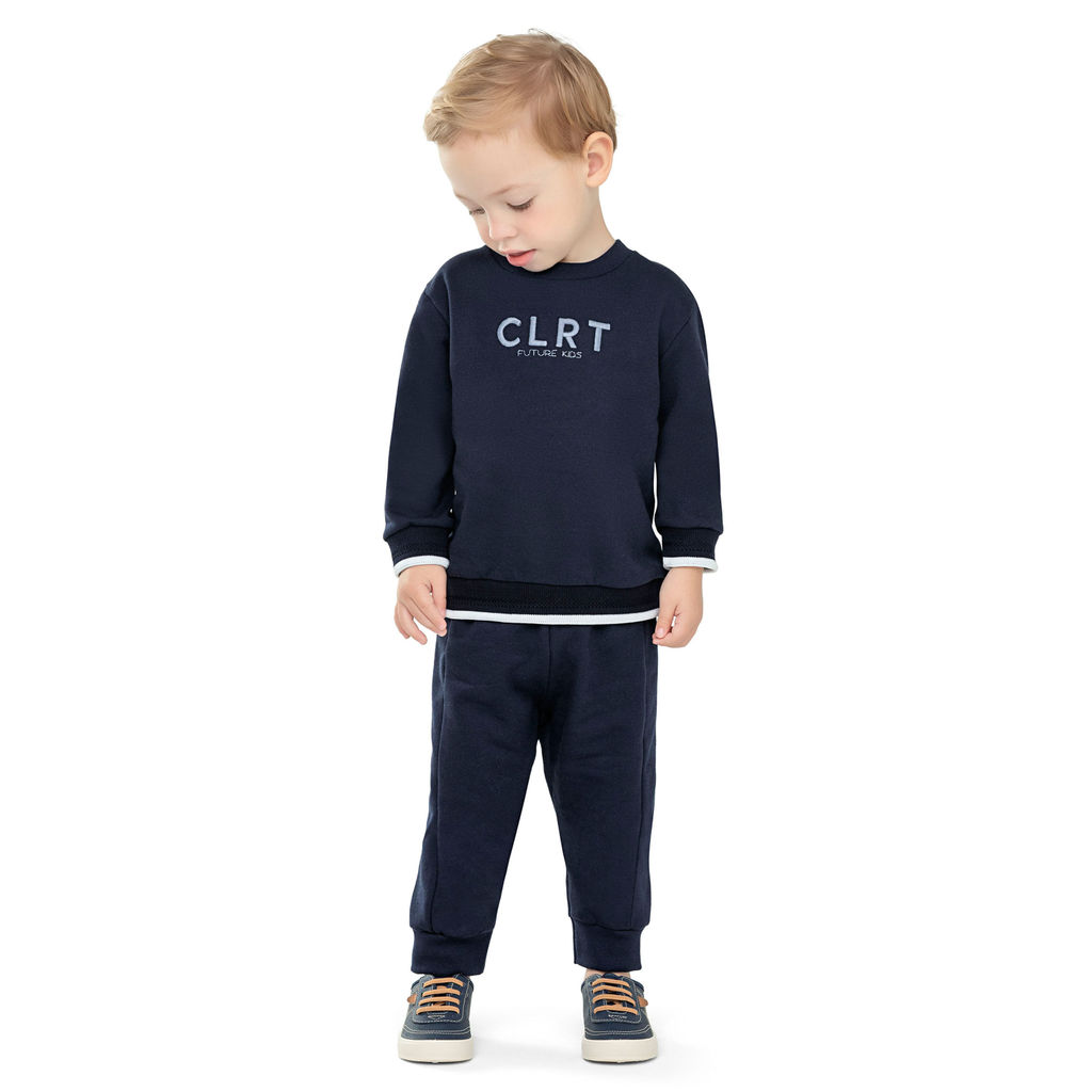 Conjunto Infantil Menino Bordado Moletom Colorittá Azul
