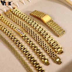 Vnox Pulseira De Aço Inoxidável Banhada A Ouro Relógio De Metal Plano Acessório Unissex