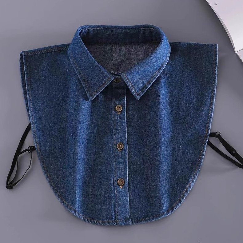 Gola falsa de jeans empilhável, gola falsa versátil para mulheres, gola de camisa, decorativa, falsa de camisa