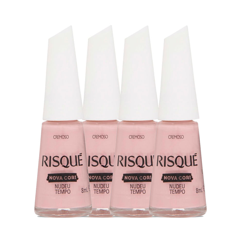 Kit 4 Esmalte Risqué Nova Cor Cremoso Cor Nudeu Tempo 8ml