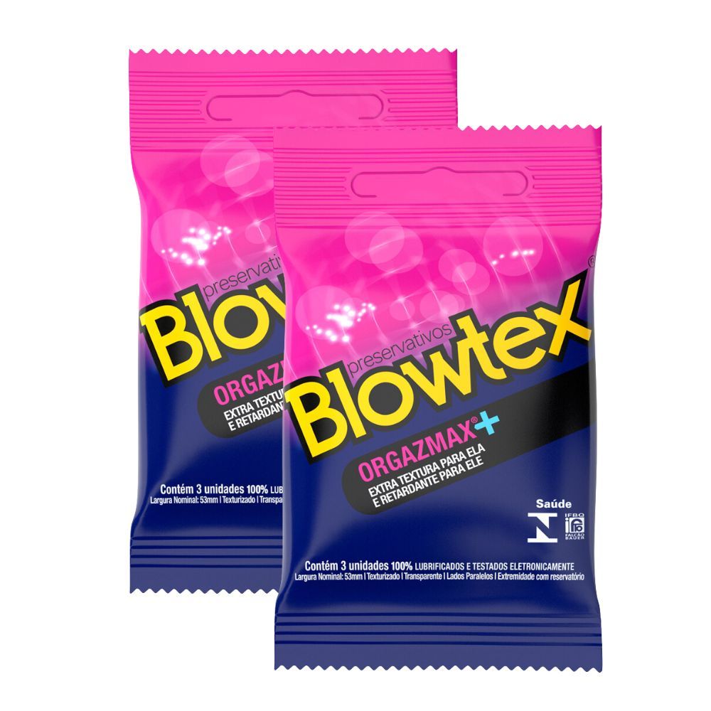 Kit 2 Preservativo Blowtex Orgazmax Texturizado 3 Unidades