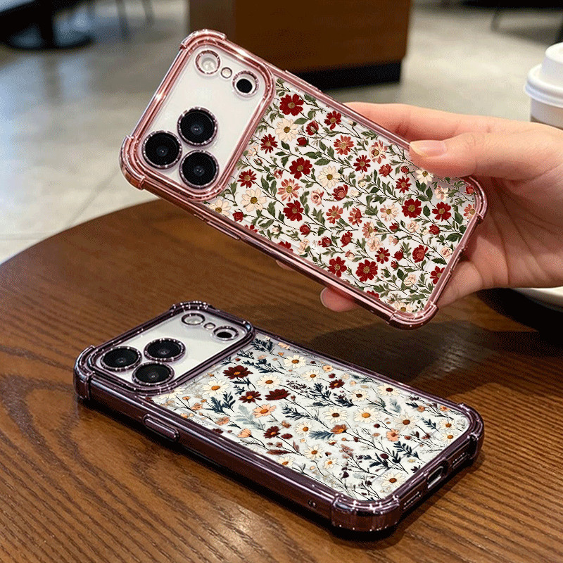 Capa Galvanizada De Flor Vintage Para Samsung Galaxy S26 S25 Ultra S24 S23 S22 S21 S20 Plus S24 FE Note 20 S24FE S25 + D