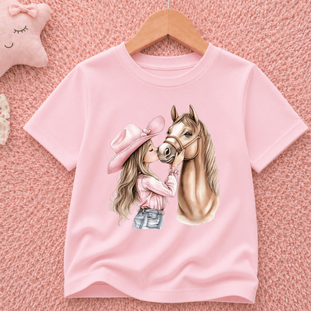 Camiseta Infantil Country Cavalo cavalgada Delicada Algodão 2 Ao 16