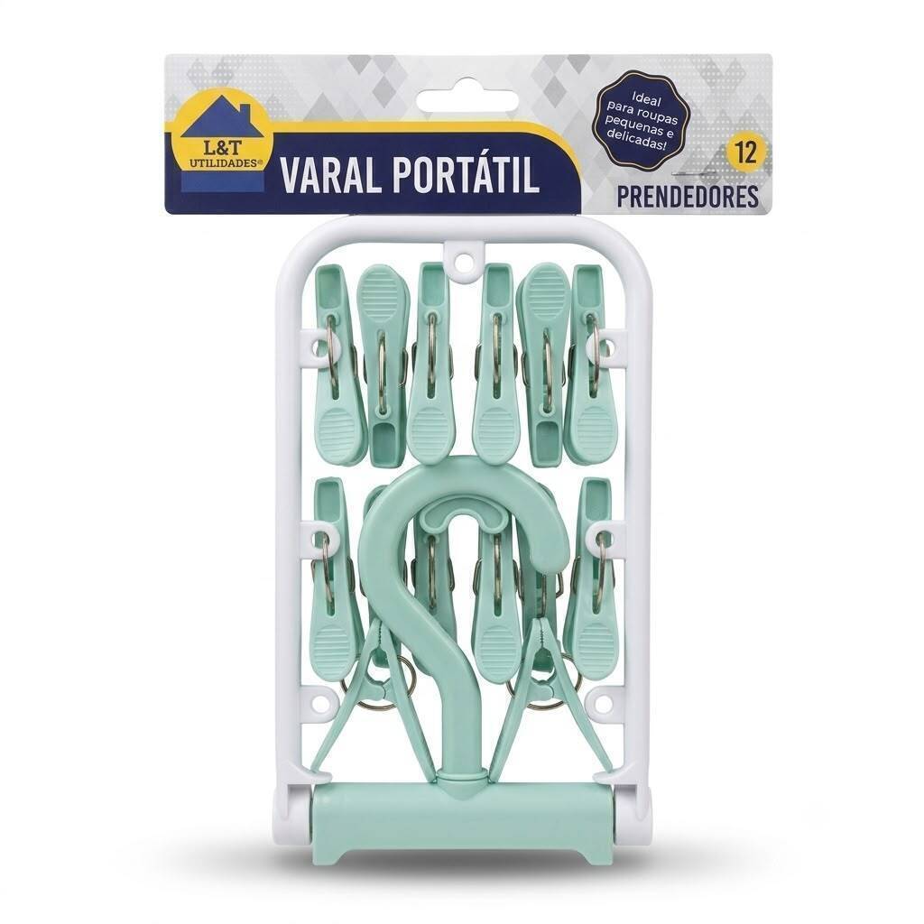 Varal Portátil com 12 Prendedores da L&T Utilidades.