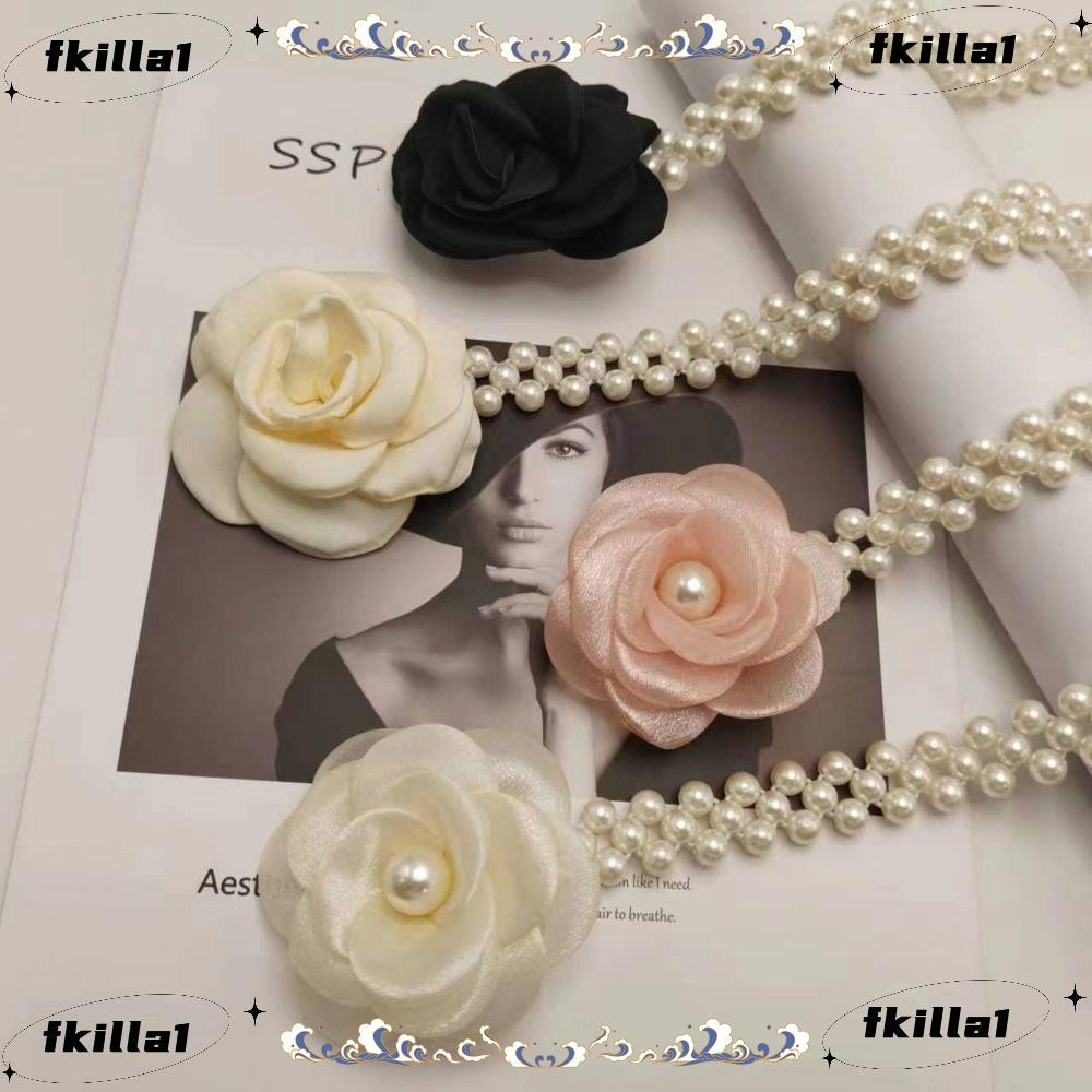 Cinto de Pérolas FKILA, Cadeia de Cintura Decorativa Floral Elegante, Acessório de Vestuário, Saia de Jeans, D GI73