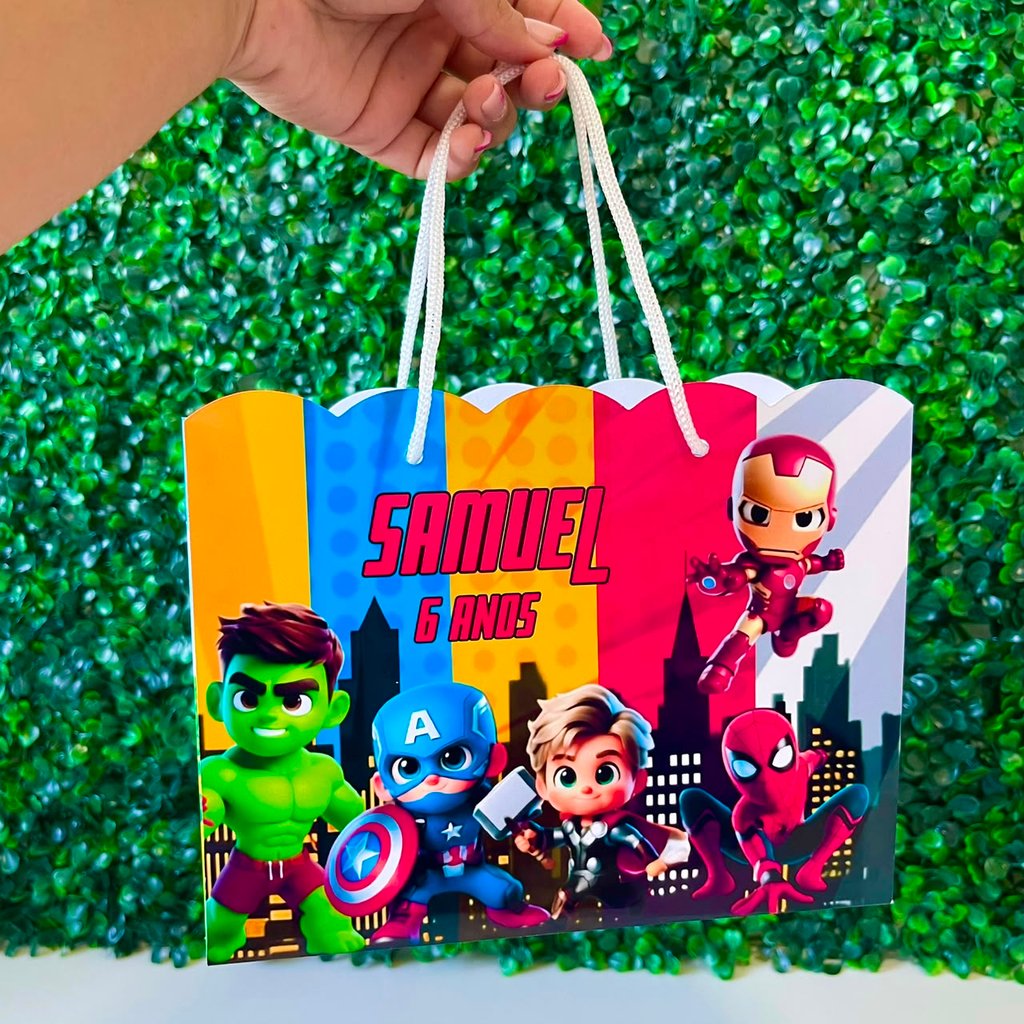 Sacolinha  Nuvem Personalizada VINGADORES CUTE | Lembrancinha Festa Infantil Aniversário