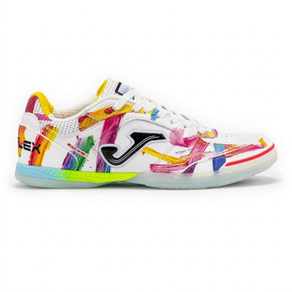 Chuteira Joma Futsal Unissex Top Flex Branco e Rosa Original