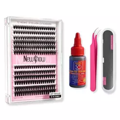 Kit Completo NewShow Cílios 240 Clusters Volume Max Curvatura D Volume Natural com Cola e Pinça