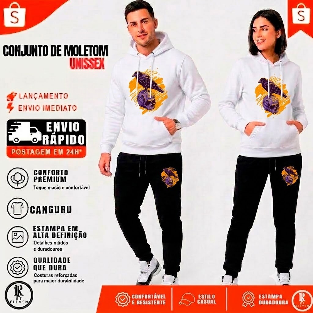 Conjunto Moletom New York casaco NY Blusa De Frio + Calça linha premium moleton canguru com bolso e capuz