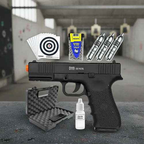 Pistola Pressão D119 Co2 Blowback 4.5mm Slide Metal + Case · foto 2