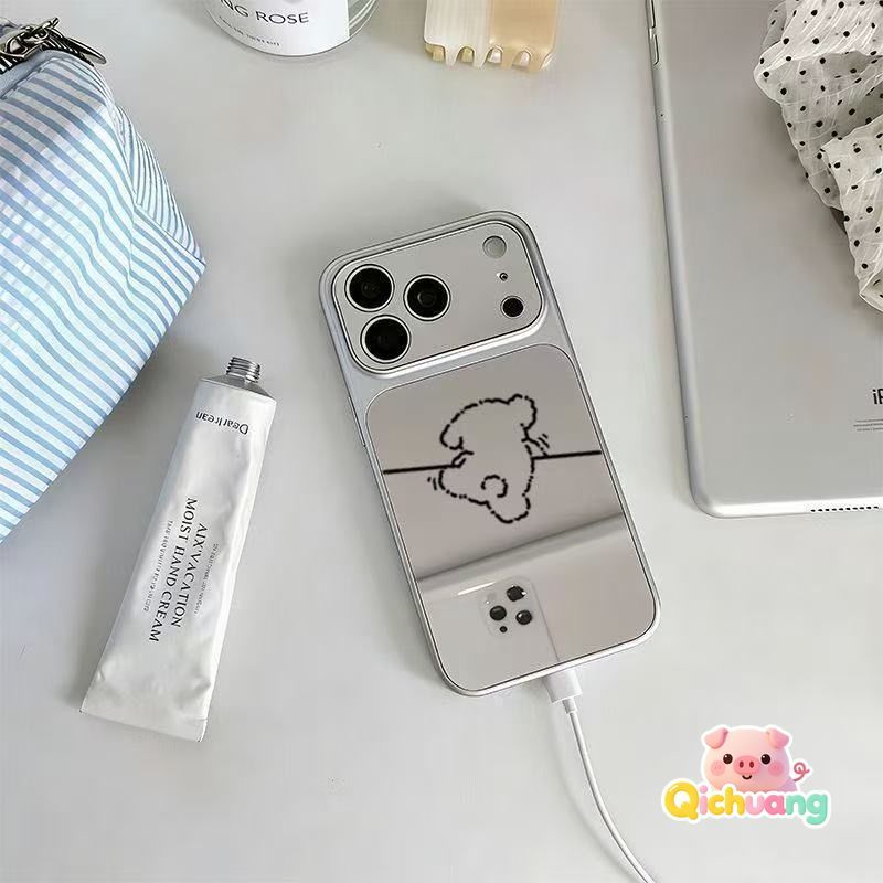 Linha Filhote De Cachorro Espelho Caso De Telefone Para Samsung Galaxy A27 A37 A36 M36 F36 A35 A34 A33 A32 M32 A31 A26 A