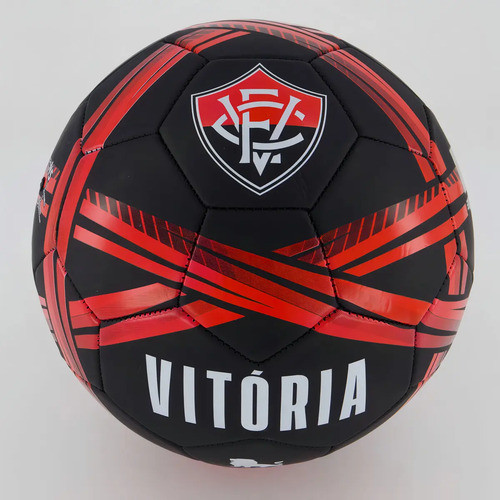 Bola De Futebol Campo Sportcom Estádios 24 Clube Vitória Pvc Preta Vermelha