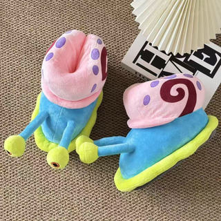 Pantufas de Pelúcia do Caracol Gary do Bob Esponja - Pantufas 3D Fofas para Casa, Macias, Quentes e Antiderrapantes para