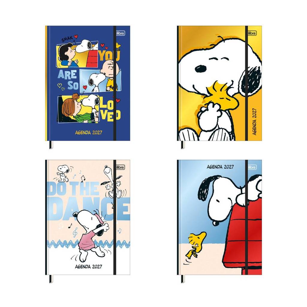 Agenda costurada diária Snoopy 2027 Tilibra