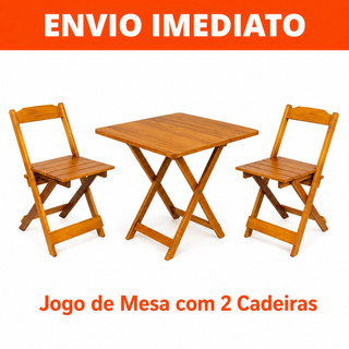 Jogos Conjuntos Mesa Bar Dobrável Madeira 70x70 Com 2 Cad.