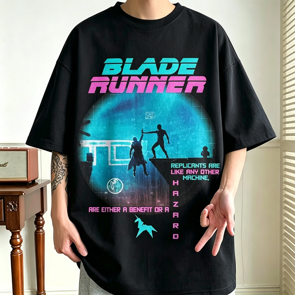 Camiseta Masculina Estampa Futurista Blade Runner Moderna Confortável Atemporal Tendência