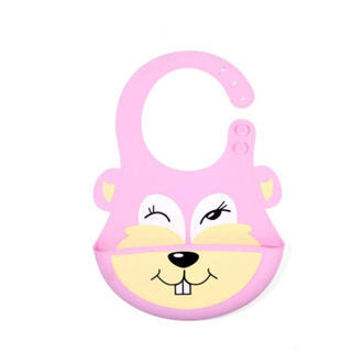 Babador Silicone Esquilo Rosa BA15