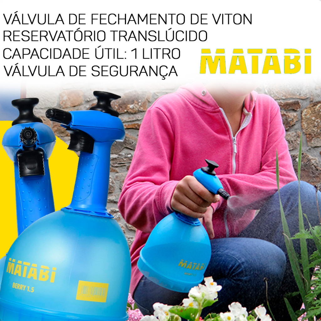 Pulverizador Borrifador Compressão Manual Berry 1.5 Matabi / 1 Litro Útil - Azul · foto 2