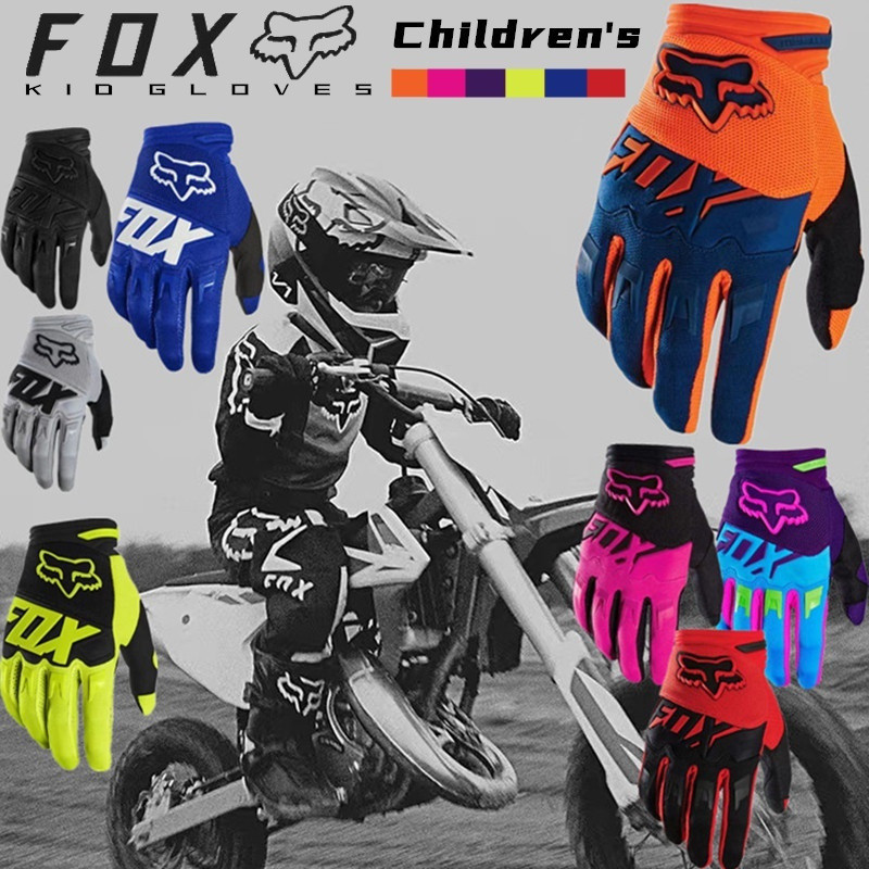 Luvas infantis Fox para motocicleta off-road, adequadas para crianças de 6 a 13 anos, equipamento de corrida de dedo int