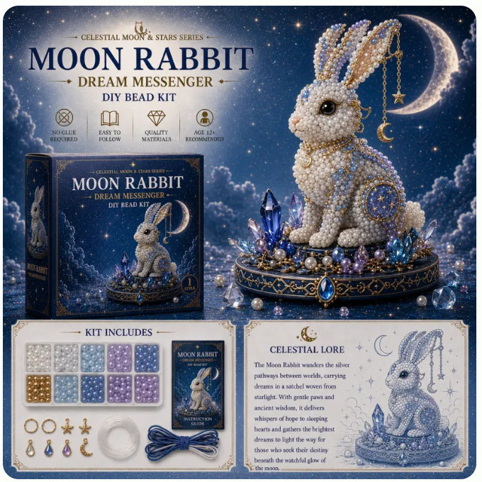 Kit de contas DIY New Moon Cat Luna Guardian Série Lua e Estrela