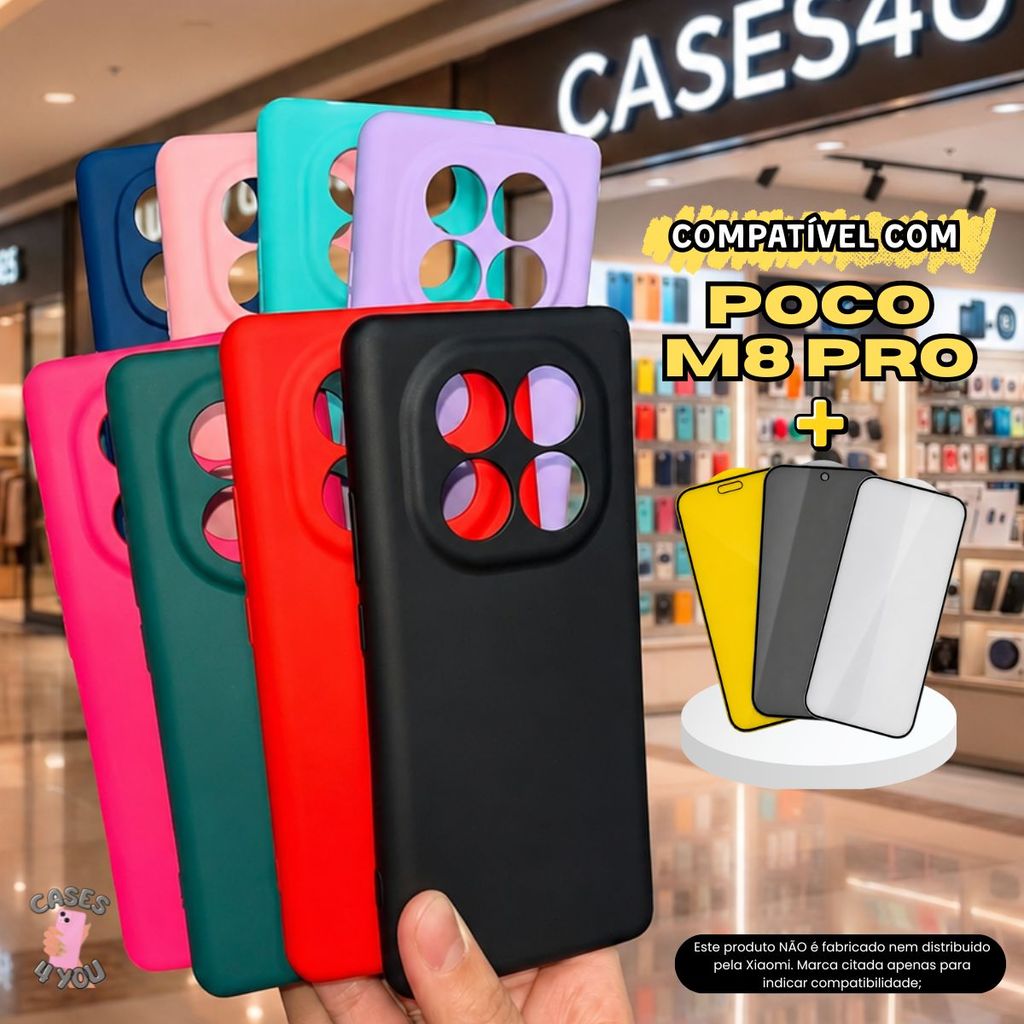 Capa compatível com Xiaomi Poco M8 Pro Capinha + Película 3D Cerâmica Privacidade Câmera