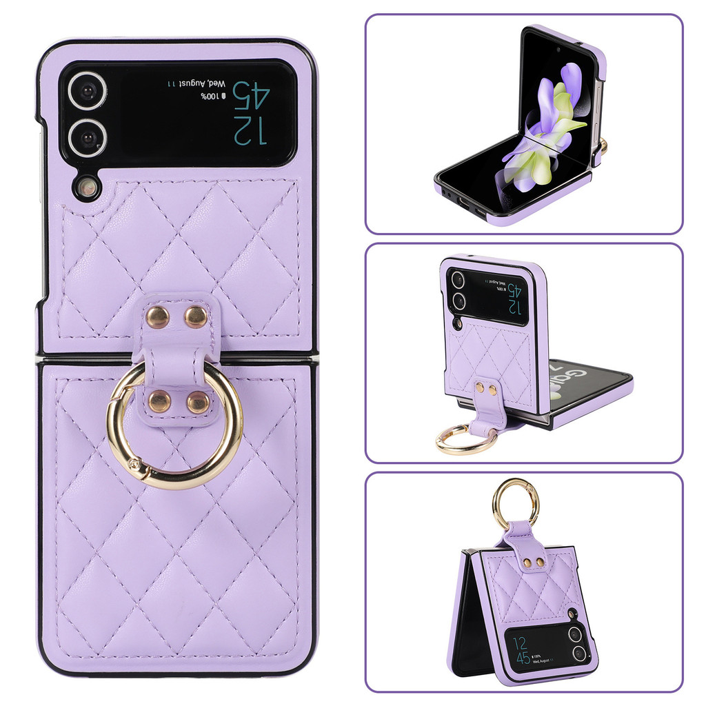Capa De Couro Dobrável Com Padrão Xadrez Para Samsung Galaxy Z Flip 8 7 6 5 4 3/