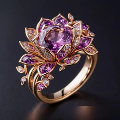 Anel feminino novo tipo de flor tridimensional de alto nível, anel de pulso leve, luxuoso e elegante