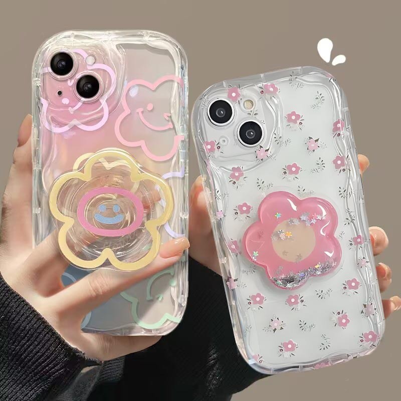 Suporte De Flor Aperto Tok Onda 3D Capa Para Samsung Galaxy S25 S26 Ultra S24 S23 S22 S21 Plus S24 FE 5G Escudo Silicone