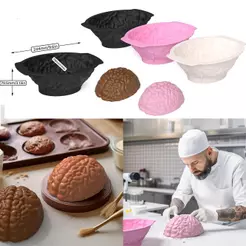 Molde De Silicone De Cérebro 3D , Forma Realista , Bolo , Halloween , Chocolate , Gelatina , Pudim , Faça Você Mesmo Coz