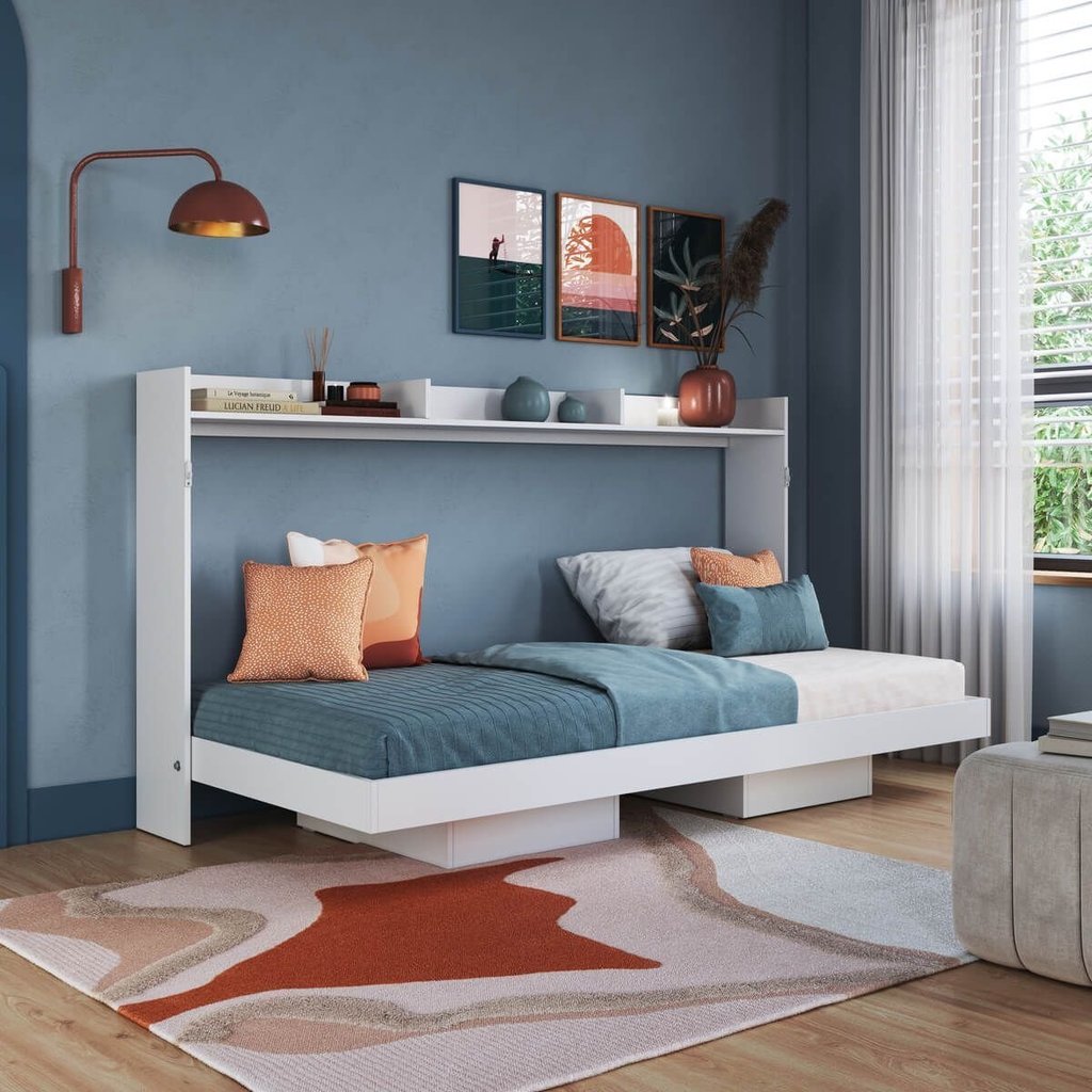 Cama Solteiro Juvenil Articulável Horizontal 80 Hanover Branco Branco