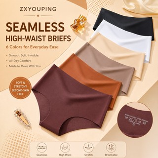 ZXYOUPING Calcinha Feminina Sem Costura De Cintura Alta , Roupa Íntima Macia E Elástica Com Cobertura Total