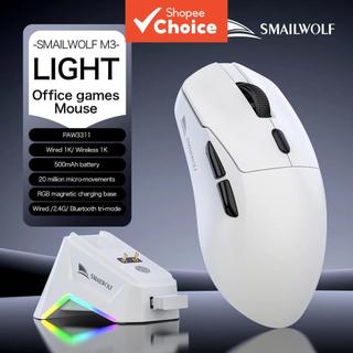 SMAILWOLF M3 Mouse Gaming Leve 3 Modos PAW3311 12000DPI 1000Hz Ergonômico Sem Fio Para PC Laptop Gamers