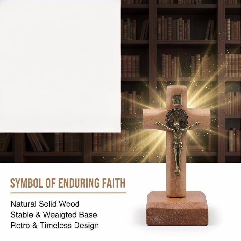 Cruz De Madeira Em Pé Com Destaque Para Casa , Decoração De Estante Religiosa Exclusiva Presente De Inauguração