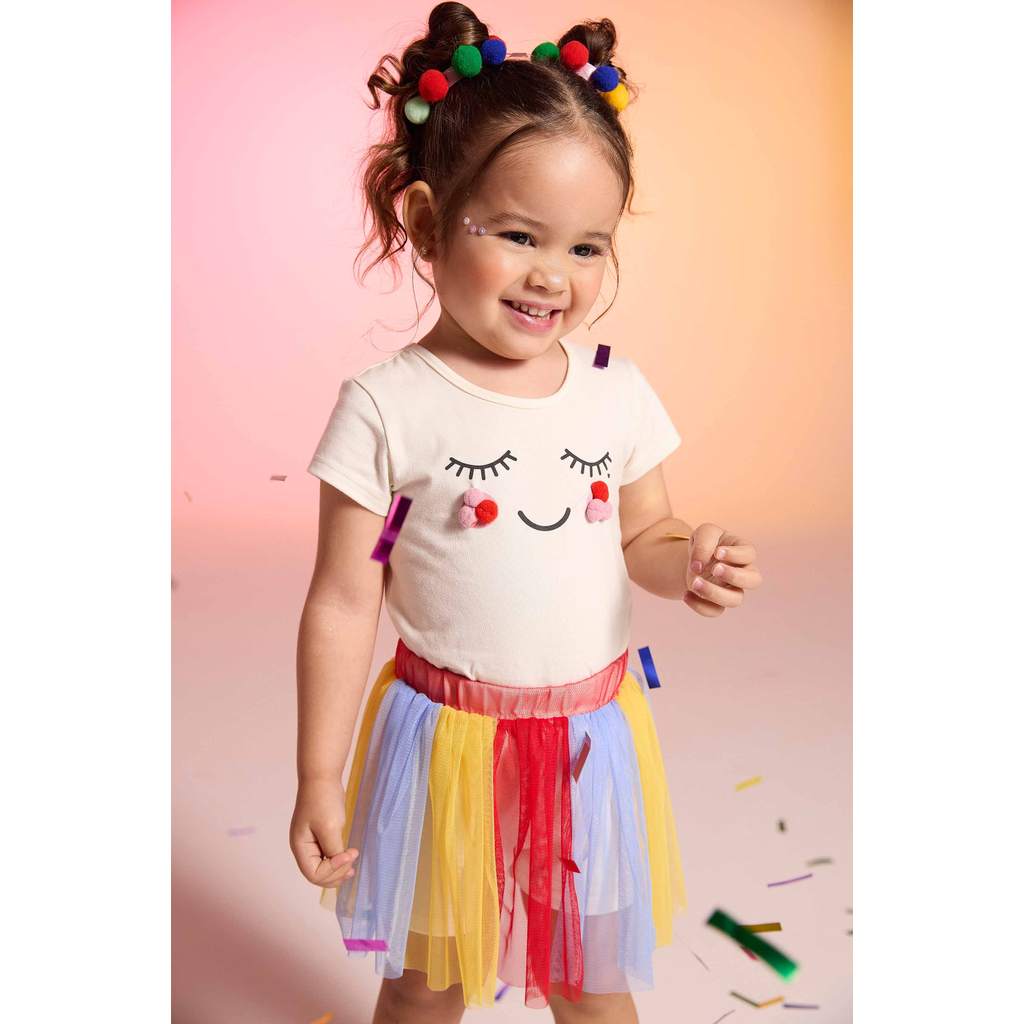 Conjunto Infantil Menina Fantasia Tutu Elian Bege