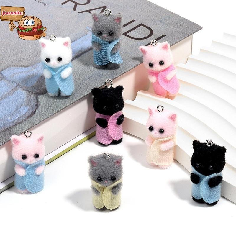 Jia Ren Coelho Fofo 3D Gato Desenho Animado Pingente Brincos Chaveiro Ornamento Suspenso Acessórios DIY