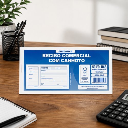 Bloco Controle recibo 50 folhas ANIMATIVA papel azul