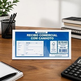 Bloco Controle recibo 50 folhas ANIMATIVA papel azul
