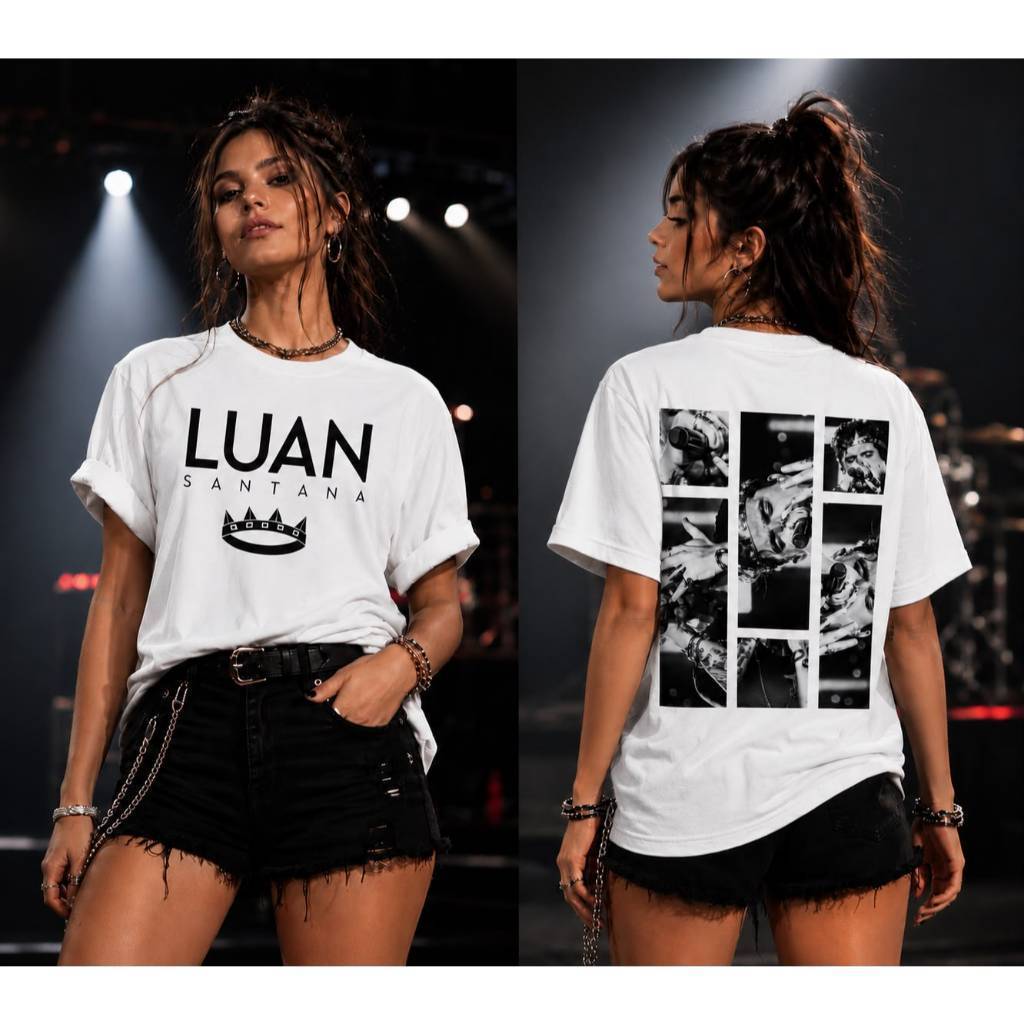 Camiseta Luan Santana Frente e Costas Estampada Unissex 100% Algodão Premium Envio Imediato