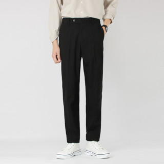 Calças masculinas pretas calças retas soltas High-End Drape calças casuais calças de terno masculino primavera verão