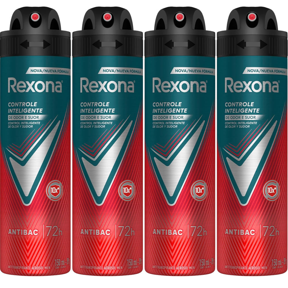 Kit Desodorante Aerosol Rexona Men Antibacterial 150ml - 4 Unidades