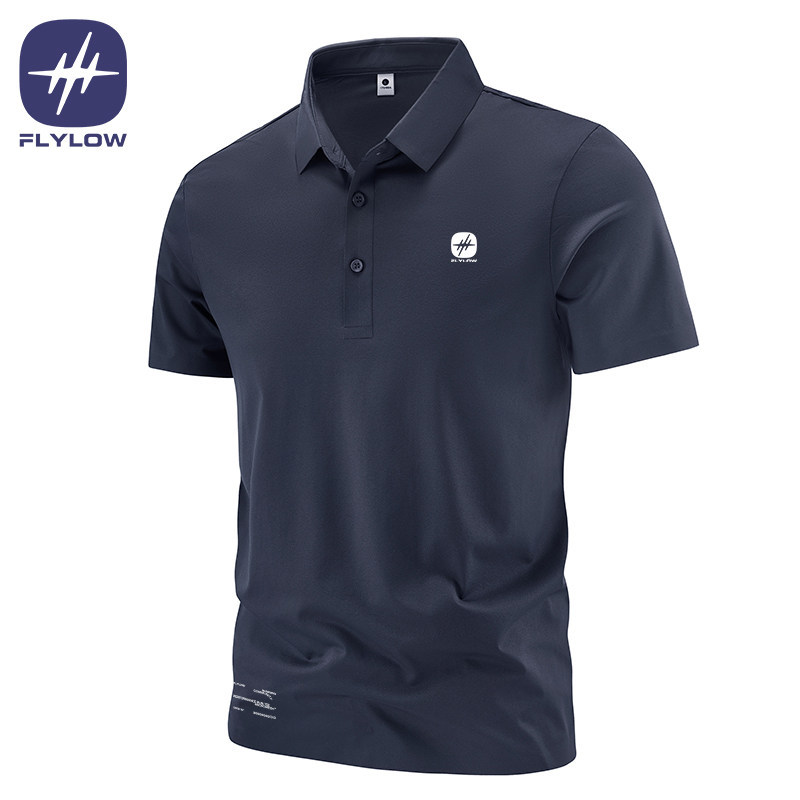 FLYLOW RUNNING esportes lazer Fitness tênis Xiuhe sem costura gelo seda camisa POLO de manga curta lapela camiseta