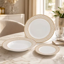 Prato De Porcelana Regalis Branco Com Borda Dourada Hauskraft
