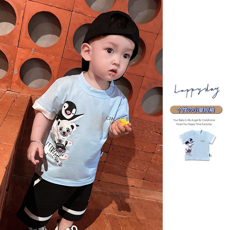 Verão estilo fino moda meninos camiseta primavera outono algodão de manga curta bebê topos crianças roupas de verão