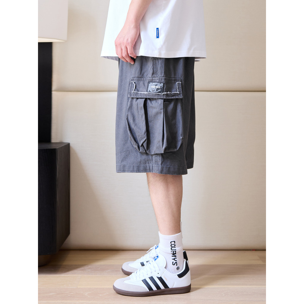 THE PANG Street Wear Plus Size Masculino Desgaste Verão Gordo Solto Macacão Lavado Shorts Masculino Plus Gordo Extra Gra