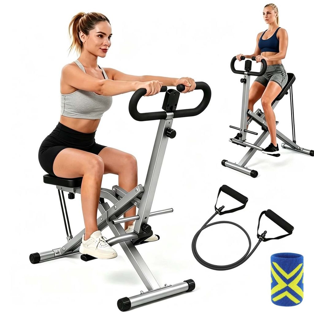 Máquina De Agachamento Simulador De Remo Dobrável Fitness Exercício em Casa Contagem inteligente Fitness 2 Em1 Treino