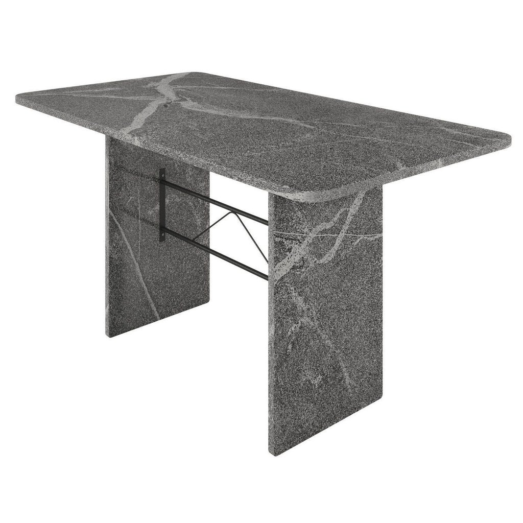 Mesa de Jantar 4 Lugares Tampo de Granito 120x75cm Topázio Cinza Preto/Topázio