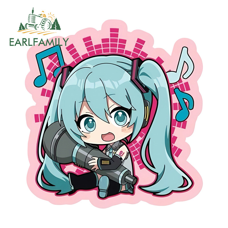 EARLFAMILY Hatsune Miku Adesivos De Carro Cantik Oclusão Zero Motor Skate Corrida À Deriva Capacete Tumbler PVC Decalque
